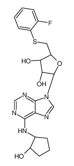 (2S,3S,4R,5R)-2-[(2-fluorophenyl)sulfanylmethyl]-5-[6-[[(1R,2R)-2-hydroxycyclopentyl]amino]purin-9-yl]oxolane-3,4-diol 618380-90-8