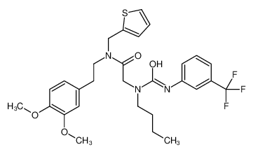 5919-15-3 spectrum, 2-[butyl-[[3-(trifluoromethyl)phenyl]carbamoyl]amino]-N-[2-(3,4-dimethoxyphenyl)ethyl]-N-(thiophen-2-ylmethyl)acetamide