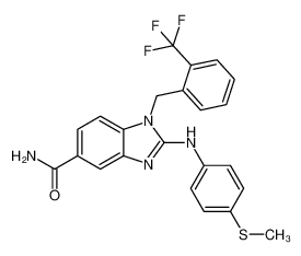 2-(4-methylsulfanylanilino)-1-[[2-(trifluoromethyl)phenyl]methyl]benzimidazole-5-carboxamide 1092829-83-8