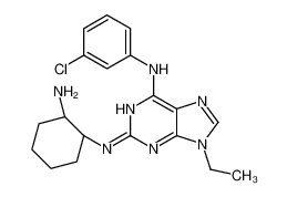 2-N-[(1R,2S)-2-aminocyclohexyl]-6-N-(3-chlorophenyl)-9-ethylpurine-2,6-diamine 190653-73-7