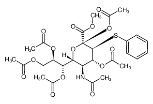 Methyl 5-acetamido-2,4,7,8,9-penta-O-acetyl-3,5-dideoxy-3-(phenylthio)-D-erythro-β-L-gluco-2-nonulopyranosonate 156726-98-6