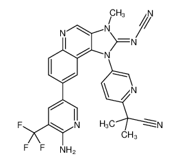 [8-[6-amino-5-(trifluoromethyl)pyridin-3-yl]-1-[6-(2-cyanopropan-2-yl)pyridin-3-yl]-3-methylimidazo[4,5-c]quinolin-2-ylidene]cyanamide 1356033-60-7