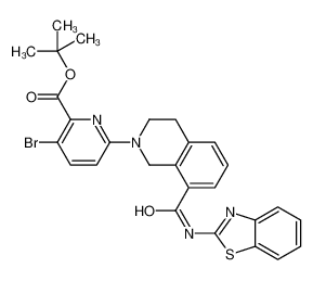 tert-butyl 6-[8-(1,3-benzothiazol-2-ylcarbamoyl)-3,4-dihydro-1H-isoquinolin-2-yl]-3-bromopyridine-2-carboxylate 1235036-16-4