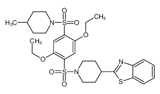 2-[1-({2,5-Diethoxy-4-[(4-methyl-1-piperidinyl)sulfonyl]phenyl}su lfonyl)-4-piperidinyl]-1,3-benzothiazole 606083-08-3