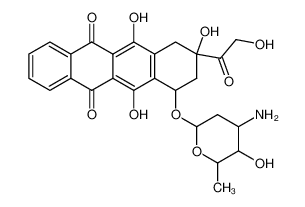 64363-63-9 5,12-Naphthacenedione, 10-[(3-amino-2,3,6-trideoxy-.α.-L-lyxo-hexopyranosyl)oxy]-7,8,9,10-tetrahydro-6,8,11-trihydroxy-8-(hydroxyacetyl)-, hydrochloride