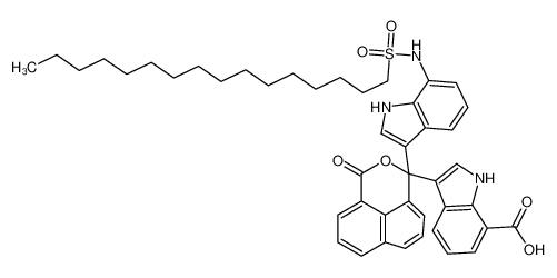 3-(1-{7-[(hexadecylsulfonyl)amino]-1h-indol-3-yl}-3-oxo-1h,3h-benzo[de]isochromen-1-yl)-1h-indole-7-carboxylic acid 37921-74-7