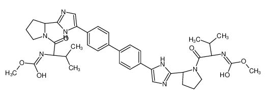 methyl N-[(2S)-1-[(2S)-2-[5-[4-[4-[2-[(2S)-1-[(2S)-2-(methoxycarbonylamino)-3-methylbutanoyl]pyrrolidin-2-yl]-1H-imidazol-5-yl]phenyl]phenyl]-1H-imidazol-2-yl]pyrrolidin-1-yl]-3-methyl-1-oxobutan-2-yl]carbamate