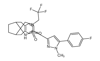 2'-(5-(4-fluorophenyl)-1-methyl-1H-pyrazol-3-yl)-5-(2,2,2-trifluoroethyl)-5',6',7',8',9',10'-hexahydrospiro[[1,2,5]thiadiazolidine-3,11'-[6,9]methanobenzo[8]annulene] 1,1-dioxide 623576-36-3