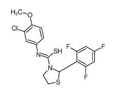 N-(3-Chloro-4-methoxyphenyl)-2-(2,4,6-trifluorophenyl)-1,3-thiazo lidine-3-carbothioamide 590379-71-8