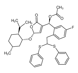 1432519-15-7 spectrum, (S)-{2-[2,2-bis(phenylsulfanyl)ethyl]-5-fluorophenyl}[(5R)-5-{[(1R,2S,5R)-5-methyl-2-(propan-2-yl)cyclohexyl]oxy}-2-oxo-2,5-dihydrofuran-3-yl]methyl acetate