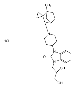 1-[(2R)-2,3-Dihydroxypropyl]-3-{1-[(1R,3R,4S)-1-methylspiro[bicyc lo[2.2.1]heptane-2,1'-cyclopropan]-3-yl]-4-piperidinyl}-1,3-dihyd ro-2H-benzimidazol-2-one hydrochloride (1:1) 919482-16-9