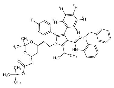 (6-{2-[3-(2-Benzyloxy-phenylcarbamoyl)-5-(4-fluoro-phenyl)-2-isopropyl-4-phenyl-d5-pyrrol-1-yl]-ethyl}-2,2-dimethyl-[1,3]-dioxane-4-yl)-acetic Acid, tert-Butyl Ester 265989-41-1