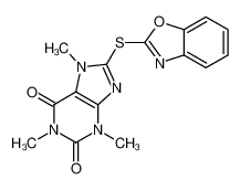 8-(1,3-benzoxazol-2-ylsulfanyl)-1,3,7-trimethylpurine-2,6-dione 5998-22-1