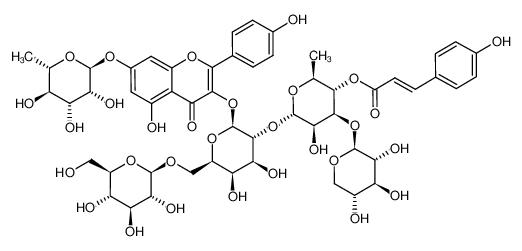 1252677-58-9 kaempferol 3-O-(β-D-xylopyranosyl(1->3)-(4-O-E-p-coumaroyl-α-L-rhamnopyranosyl(1->2))[β-D-glucopyranosyl(1->6)]-β-D-galactopyranoside)-7-O-(α-L-rhamnopyranoside)
