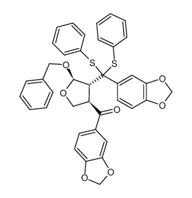 120040-64-4 spectrum, (+)-(2S,3S,4R)-2-(Benzyloxy)-4-(3,4-(methylenedioxy)benzoyl)-3-((3,4-(methylenedioxy)phenyl)bis(phenylthio)methyl)tetrahydrofuran