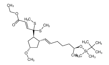 82729-91-7 (2E)-ethyl 4,4-bis(methylthio)-4-([1R,2S,4S]-2-[(1E,6S)-6-((tert-butyldimethylsilyl)oxy)-1-heptenyl]-4-methoxycyclopentyl)-2-butenoate