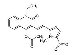 Acetic acid 1-ethyl-3-[(E)-2-(1-methyl-5-nitro-1H-imidazol-2-yl)-vinyl]-2-oxo-1,2-dihydro-quinolin-4-yl ester 74693-60-0