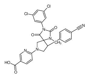 6-[(5S,9R)-9-(4-cyanophenyl)-3-(3,5-dichlorophenyl)-1-methyl-2,4-dioxo-1,3,7-triazaspiro[4.4]nonan-7-yl]pyridine-3-carboxylic acid 893397-44-9