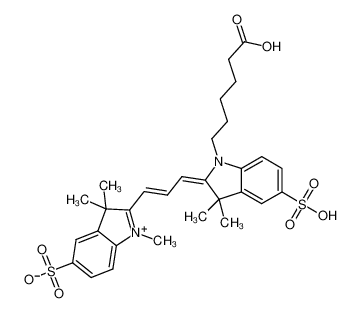 1121756-11-3 2-(3-(1-(5-carboxypentyl)-3,3-dimethyl-5-sulfoindolin-2-ylidene)prop-1-en-1-yl)-1,3,3-trimethyl-3H-indol-1-ium-5-sulfonate