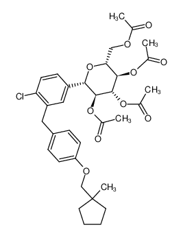 1360569-38-5 (2R,3R,4R,5S,6S)-2-(acetoxymethyl)-6-(4-chloro-3-(4-((1-methylcyclopentyl)methoxy)benzyl)phenyl)tetrahydro-2H-pyran-3,4,5-triyl triacetate