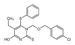 136160-43-5 1-[(4-chlorophenyl)methoxymethyl]-5-ethyl-6-phenylsulfanyl-2-sulfanylidenepyrimidin-4-one