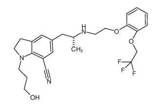 (R)-1-(3-Hydroxypropyl)-5-(2-((2-(2-(2,2,2-trifluoroethoxy)phenoxy)ethyl)amino)propyl)indoline-7-carbonitrile 885340-13-6