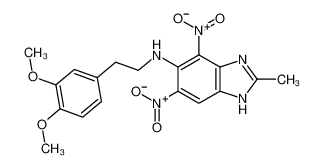 N-[2-(3,4-dimethoxyphenyl)ethyl]-2-methyl-4,6-dinitro-1H-benzimidazol-5-amine 72766-27-9