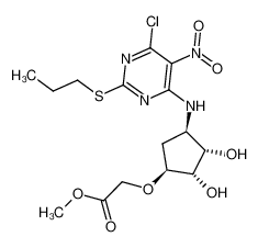 1402150-06-4 methyl 2-((1S,2S,3S,4R)-4-(6-chloro-5-nitro-2-(propylthio)-pyrimidin-4-ylamino)-2,3-dihydroxycyclopentyloxy)acetate