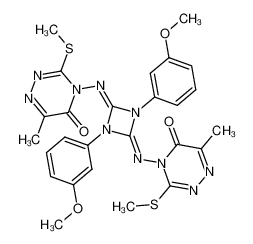 109107-03-1 1,3-bis-(3-methoxyphenyl)-2,4-bis-(6-methyl-3-methylthio-5-oxo-4,5-dihydro-1,2,4-triazin-4-ylimino)-1,3-diazetidine