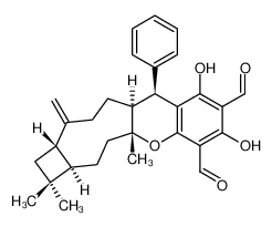 (2aR,4aR,10S,10aS,13aS)-7,9-Dihydroxy-2,2,4a-trimethyl-13-methyle ne-10-phenyl-1,2,2a,3,4,4a,10,10a,11,12,13,13a-dodecahydrocyclobu ta[6,7]cyclonona[1,2-b]chromene-6,8-dicarbaldehyde 1207181-35-8