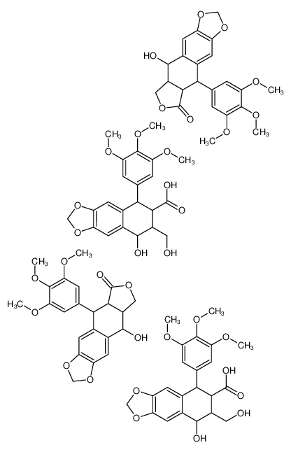 8-hydroxy-7-(hydroxymethyl)-5-(3,4,5-trimethoxyphenyl)-5,6,7,8-tetrahydrobenzo[f][1,3]benzodioxole-6-carboxylic acid,5-hydroxy-9-(3,4,5-trimethoxyphenyl)-5a,6,8a,9-tetrahydro-5H-[2]benzofuro[5,6-f][1,3]benzodioxol-8-one 9000-55-9