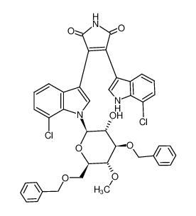 3-(7-chloro-1H-indol-3-yl)-4-<7-chloro-1-<4-O-methyl-3,6-bis-O-(phenymethyl)-β-D-glucopyranosyl>-1H-indol-3-yl>-1H-pyrrole-2,5-dione 221377-34-0