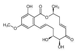 (5Z)-7-Oxozeaenol,(3S,5Z,8S,9S,11E)-3,4,9,10-tetrahydro-8,9,16-trihydroxy-14-methoxy-3-methyl-1H-2-benzoxacyclotetradecin-1,7(8H)-dione