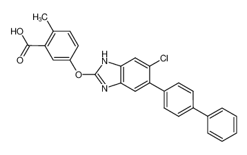 5-[(5-biphenyl-4-yl-6-chloro-1H-benzimidazol-2-yl)oxy]-2-methylbenzoic acid 1219737-12-8