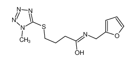 N-(furan-2-ylmethyl)-4-(1-methyltetrazol-5-yl)sulfanylbutanamide 80464-03-5