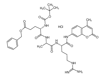 benzyl 5-[[1-[[5-(diaminomethylideneamino)-1-[(4-methyl-2-oxochromen-7-yl)amino]-1-oxopentan-2-yl]amino]-1-oxopropan-2-yl]amino]-4-[(2-methylpropan-2-yl)oxycarbonylamino]-5-oxopentanoate,hydrochloride 133448-25-6