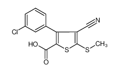 3-(3-chlorophenyl)-4-cyano-5-methylsulfanylthiophene-2-carboxylic acid 116493-00-6