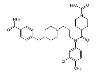 1-acetyl-N-[3-[4-[(4-carbamoylphenyl)methyl]piperidin-1-yl]propyl]-N-(3-chloro-4-methylphenyl)piperidine-4-carboxamide 333994-00-6