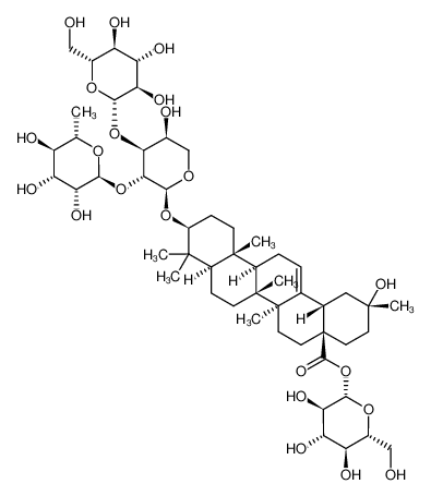 1260096-81-8 spectrum, β-D-glucopyranosyl 3-[(O-β-D-glucopyranosyl-(1->3)-O-[α-L-rhamnopyranosyl-(1->2)]-α-L-arabinopyranosyl)oxy]-20α-hydroxy-29-norolean-12-en-28-oate