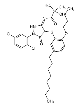 N-[4-(2-butoxy-5-octylphenyl)sulfanyl-1-(2,5-dichlorophenyl)-5-oxo-4H-pyrazol-3-yl]-2,2-dimethylpropanamide 89035-11-0