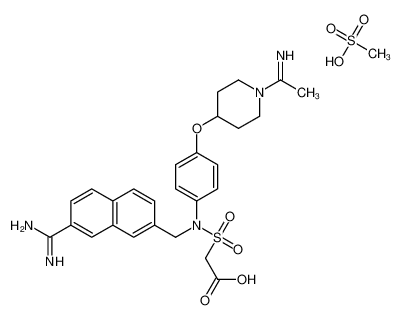 ([(7-Carbamimidoyl-2-naphthyl)methyl]{4-[(1-ethanimidoyl-4-piperi dinyl)oxy]phenyl}sulfamoyl)acetic acid methanesulfonate (1:1) 209187-02-0