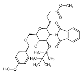 685132-99-4 3-[(2R,4aR,6S,7R,8R,8aR)-8-(tert-Butyl-dimethyl-silanyloxy)-7-(1,3-dioxo-1,3-dihydro-isoindol-2-yl)-2-(4-methoxy-phenyl)-hexahydro-pyrano[3,2-d][1,3]dioxin-6-ylsulfanyl]-propionic acid methyl ester