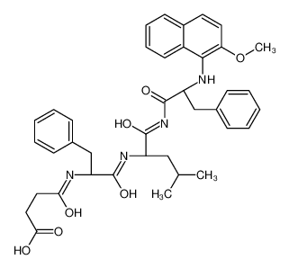 4-[[(2S)-1-[[(2S)-1-[[(2S)-2-[(2-methoxynaphthalen-1-yl)amino]-3-phenylpropanoyl]amino]-4-methyl-1-oxopentan-2-yl]amino]-1-oxo-3-phenylpropan-2-yl]amino]-4-oxobutanoic acid 129219-63-2