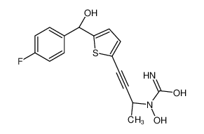 1-[(2R)-4-[5-[(4-fluorophenyl)-hydroxymethyl]thiophen-2-yl]but-3-yn-2-yl]-1-hydroxyurea 189328-52-7