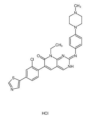 6-[2-chloro-4-(1,3-thiazol-5-yl)phenyl]-8-ethyl-2-[4-(4-methylpiperazin-1-yl)anilino]pyrido[2,3-d]pyrimidin-7-one,hydrochloride 1286739-19-2