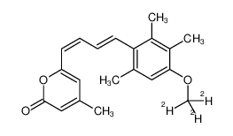 4-Methyl-6-[(1E,3E)-4-{2,3,6-trimethyl-4-[(<sup>2</sup>H<sub>3</sub>)methyloxy]phenyl}-1,3-butadien-1-yl]-2H-pyran-2-one 1185236-53-6