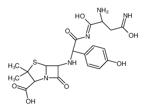 6-{[(1S)-2-(L-天冬氨酰胺酰氨基)-1-(4-羟基苯基)-2-氧代乙基]氨基}-3,3-二甲基-7-氧代-4-硫杂-1-氮杂双环[3.2.0]庚烷-2-羧酸