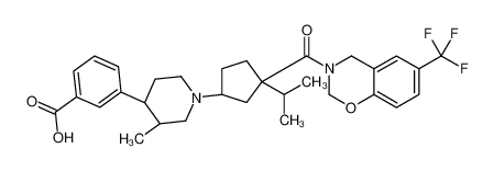 3-{(3S,4S)-1-[(1R)-3-Isopropyl-3-{[6-(trifluoromethyl)-2H-1,3-ben zoxazin-3(4H)-yl]carbonyl}cyclopentyl]-3-methyl-4-piperidinyl}ben zoic acid 782492-17-5