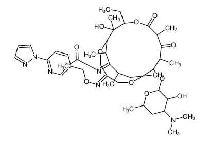 N-[(13E)-9-[4-(dimethylamino)-3-hydroxy-6-methyloxan-2-yl]oxy-3-ethyl-2-hydroxy-2,6,8,10,16,18-hexamethyl-5,7-dioxo-13-[(6-pyrazol-1-ylpyridin-3-yl)methoxyimino]-4,11,15-trioxabicyclo[8.5.4]nonadecan-17-ylidene]acetamide