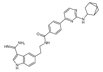 4-[2-(Bicyclo[2.2.1]hept-2-ylamino)pyrimidin-4-yl]-N-[2-(3-carbamimidoyl-1H-indol-5-yl)ethyl]benzamide 281231-25-2